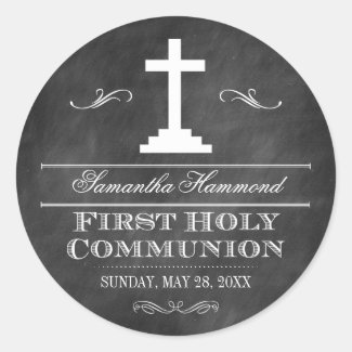 Chalkboard First Holy Communion Sticker