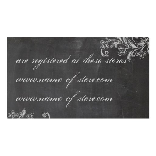 Chalkboard Floral Bridal Registry Card Business Card Templates (back side)