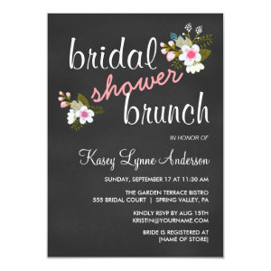 Chalkboard Floral Bridal Shower Brunch Invites 4.5