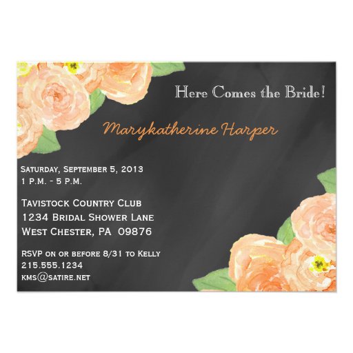 Chalkboard Floral Bridal Shower Invitation