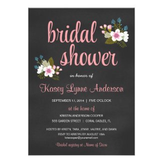 Chalkboard Floral Bridal Shower Invitations