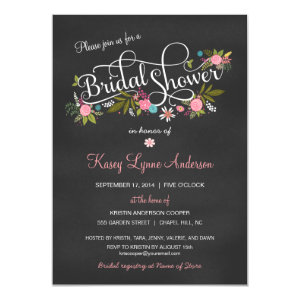 Chalkboard Floral Bridal Shower Invitations 4.5