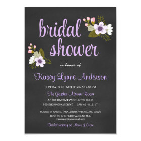 Chalkboard Floral Bridal Shower Invitations 4.5