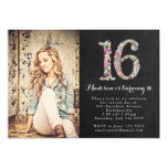 Chalkboard Floral Girls 16th Birthday Party Invite
