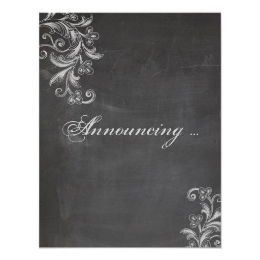 Chalkboard Floral Marriage Announcement