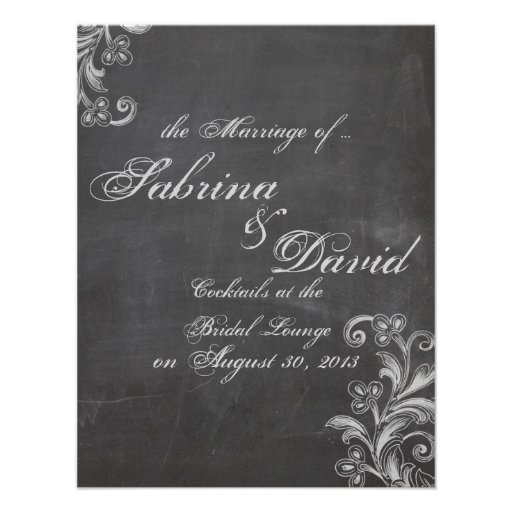 Chalkboard Floral Marriage Announcement