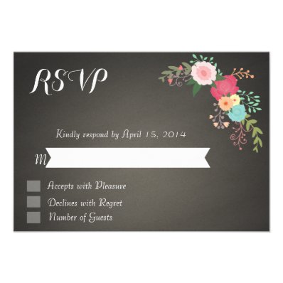 Chalkboard floral RSVP Cards Announcements
