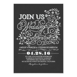 Chalkboard floral vintage wedding invitation 5