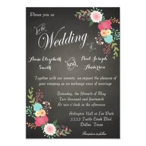 Chalkboard floral wedding invitations 5