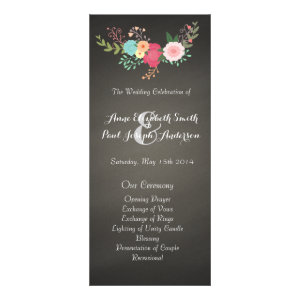 Chalkboard floral wedding programs custom rack card