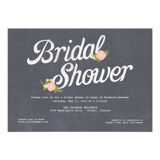 Chalkboard Florals Bridal Shower Invitation