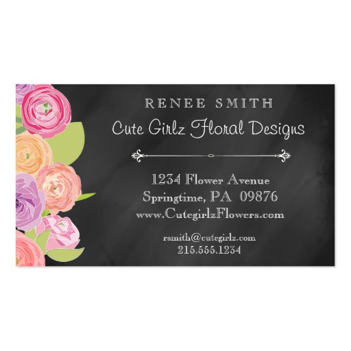Chalkboard Florist & Floral Designer Business Card (front side)