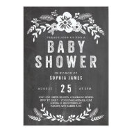 Chalkboard Flowers Baby Shower 5x7 Paper Invitation Card