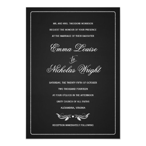 Chalkboard Formal Typography Wedding Invitations (front side)