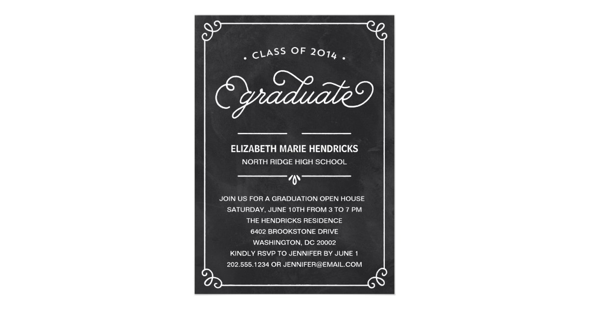 Chalkboard Frame Graduation Party Invitation