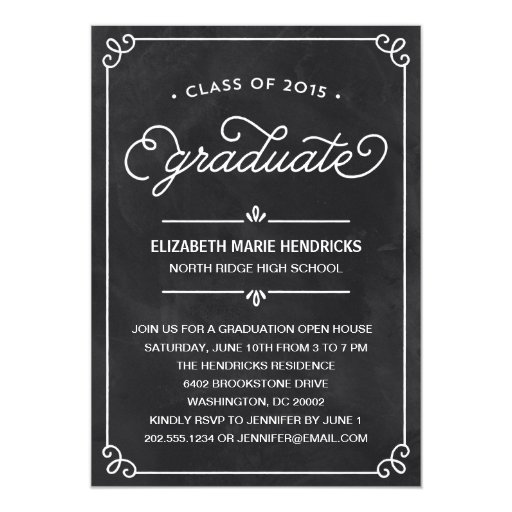 Chalkboard Frame Graduation Party Invitation (front side)