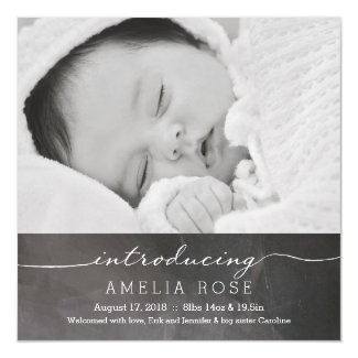 Chalkboard Full Photo Baby Announcement Magnetic Invitations