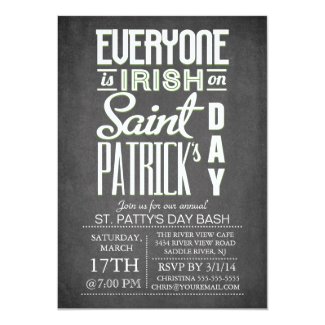 Chalkboard Fun Typography St. Patrick's Day Party Personalized Invitations