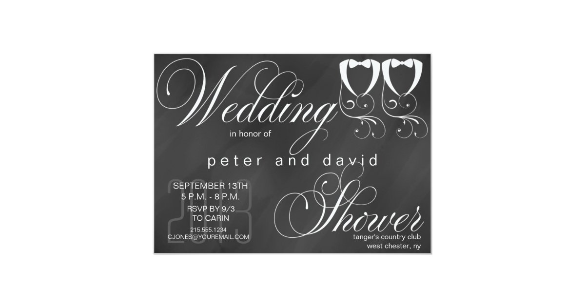 Chalkboard Gay Wedding Shower Invitation Zazzle