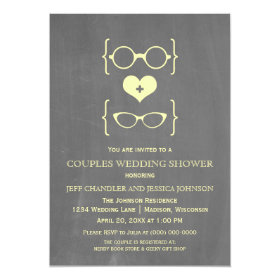 Chalkboard Geeky Glasses Couples Shower Invite 5