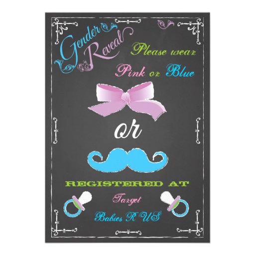 Chalkboard Gender Reveal Party Invitations