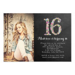 Chalkboard Girls Floral 16th Birthday Party Invite