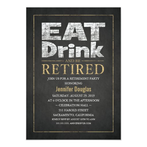chalkboard gold effect funny retirement party card zazzle chalkboard business card