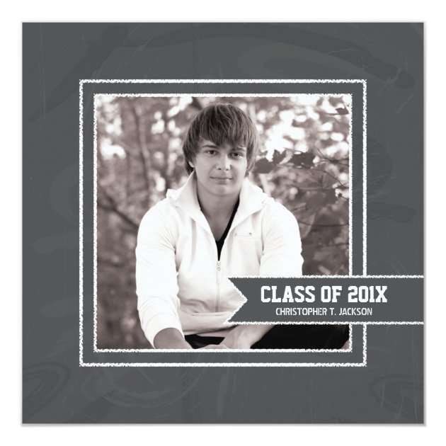 Chalkboard Graduation Cap Invitation with Photo