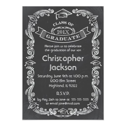 Chalkboard Graduation Invitation | Zazzle