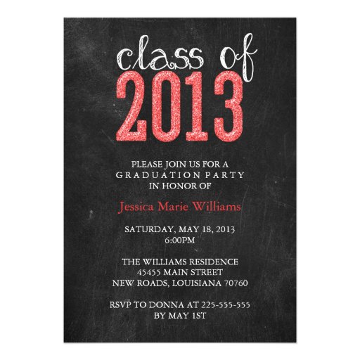 Chalkboard Graduation Party | Glitter Announcement (front side)