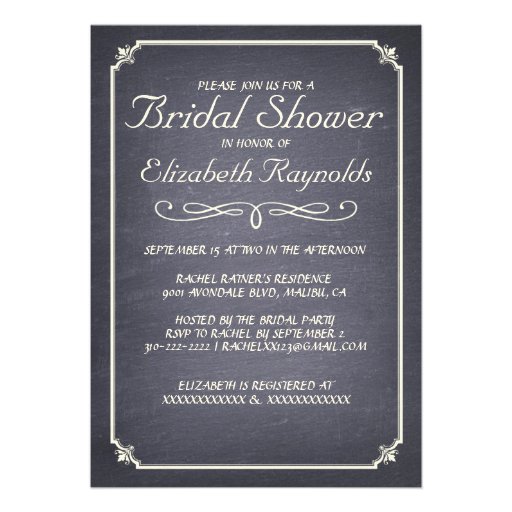 Chalkboard Grey Bridal Shower Invitations