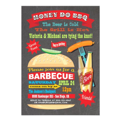 Chalkboard Hamburger Honey Do BBQ Invitation