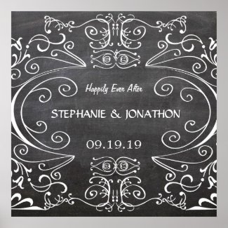 Chalkboard Happily Ever After Wedding Poster