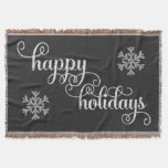 Chalkboard Happy Holidays Swirly Script Throw Blanket