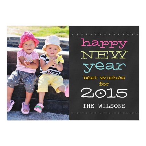 Chalkboard Happy New Year 2015 Holiday Photo Card (front side)