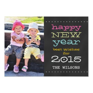 Chalkboard Happy New Year 2015 Holiday Photo Card