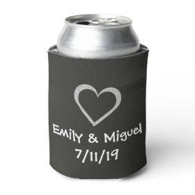 Chalkboard Heart Wedding Party Favor Drink Cover Can Cooler