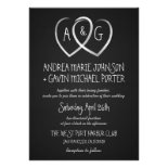 Chalkboard Hearts Monogram Wedding invitation
