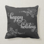 Chalkboard Hibiscus Happy Holidays Swirly Script Pillows