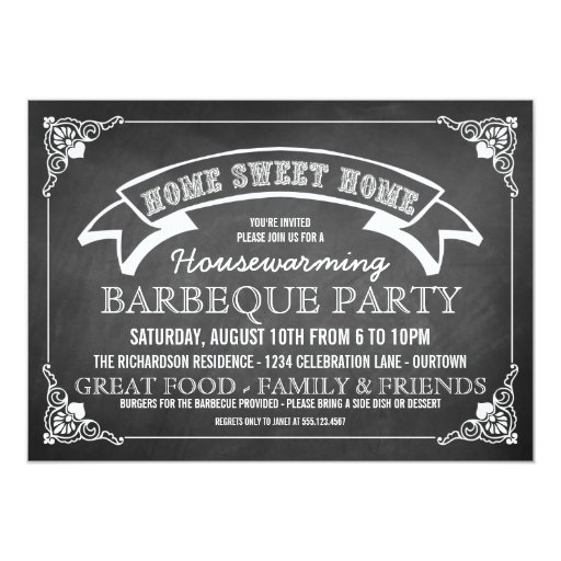 chalkboard housewarming bbq party invitation zazzle bbq housewarming party invitations