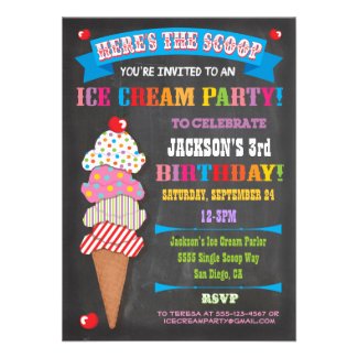 Chalkboard Ice Cream Party Invitation Custom Invites