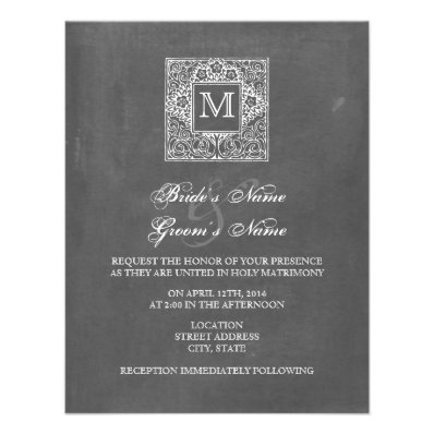 Chalkboard Inspired Monogram Wedding Invite