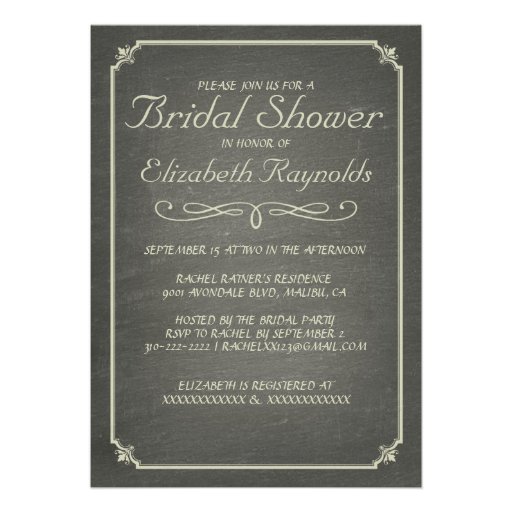 Chalkboard Ivory Bridal Shower Invitations