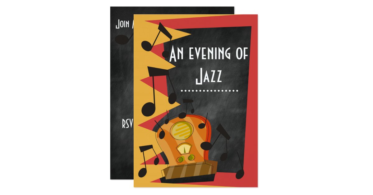 Chalkboard Jazz Blues Theme Party invitations Zazzle