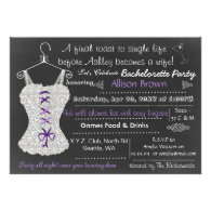 Chalkboard Lace Lingerie Shower Bachelorette Personalized Invitations