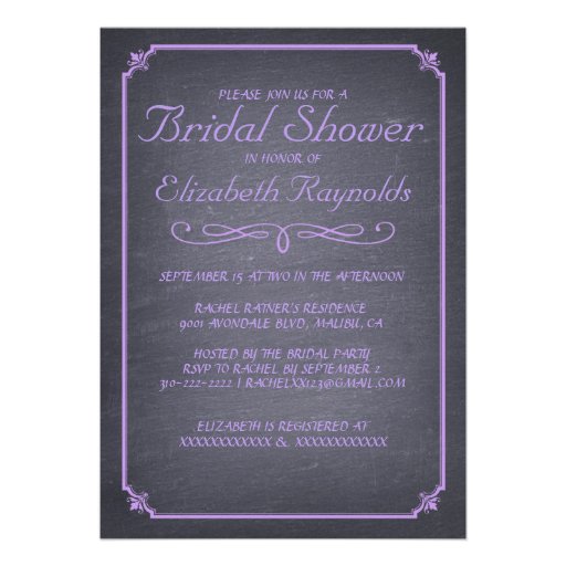 Chalkboard Lavender Bridal Shower Invitations