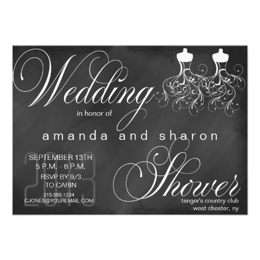 Chalkboard Lesbian Wedding Shower Invitation