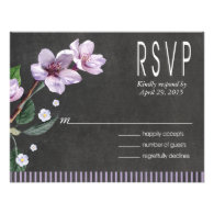 Chalkboard Lilac Watercolor Flowers RSVP Invitations