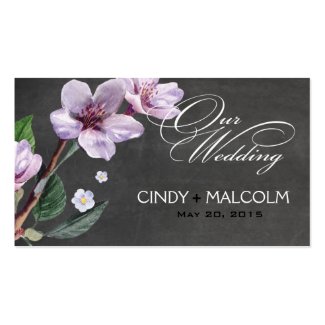 Chalkboard Lilac Watercolor Wedding Website Business Cards