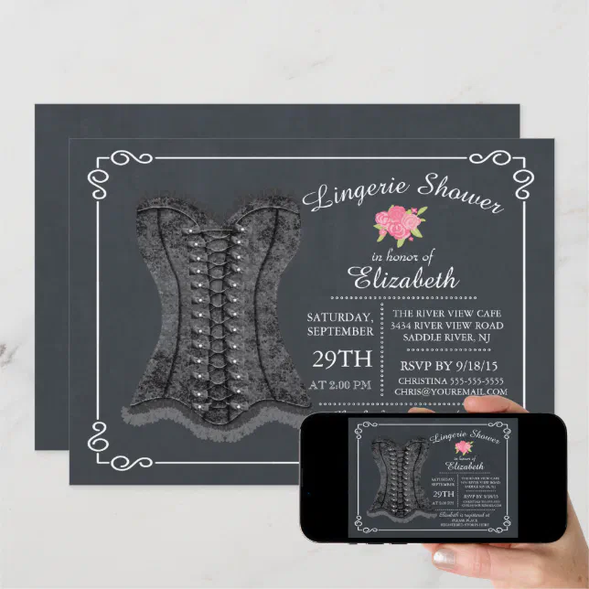 Chalkboard Lingerie Bridal Shower Invitation Zazzle